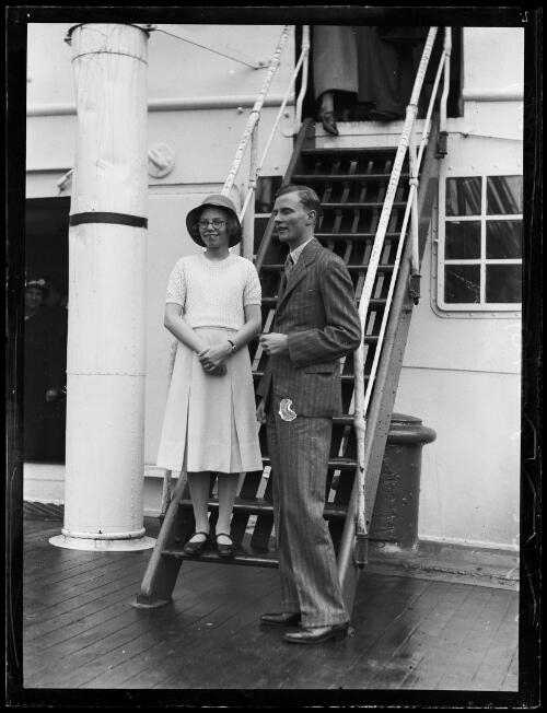 Son and daughter of New South Wales Governor Sir Philip onboard the ship Niagara departing from Sydney Harbour, New South Wales, 25 May 1934 [picture]