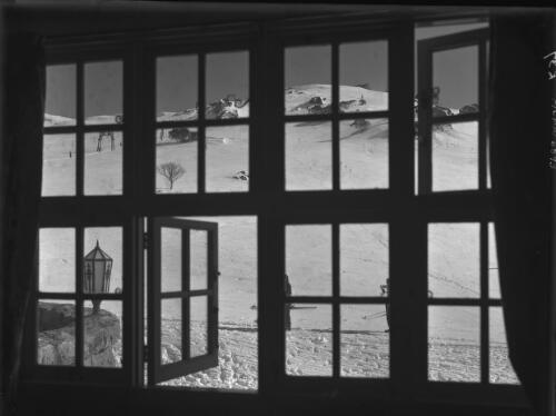 View through window [Charlotte Pass] [picture] : [Kosciuszko, New South Wales] / [Frank Hurley]