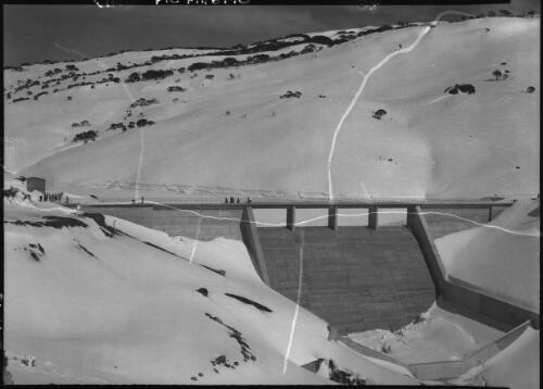 Guthega Dam [picture] : [Snowy Mountains Hydro-Electric Scheme, New South Wales] / [Frank Hurley]