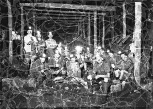 Miners having a break underground, Pelton Mine, New South Wales, 1 [picture] / Frank Hurley
