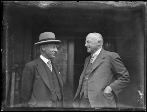 Politician James Newton Haxton Hume Cook with Mr Bowen at Parliament House, New South Wales, ca. 1930s, 1 [picture]