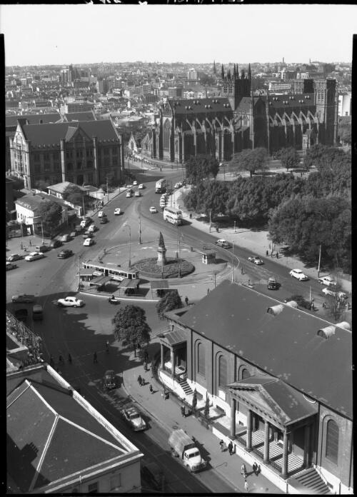 Queens Sq [i.e. Square] from Berger Bldg [i.e. Building] [picture] : [Sydney, New South Wales] / [Frank Hurley]