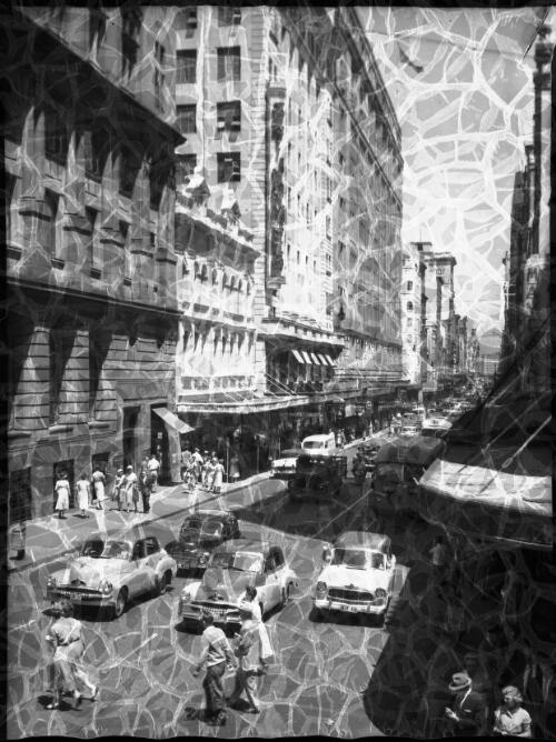 Castlereagh St from King St to railway [cityscape with buildings, cars, buses and people, 3] [picture] : [Sydney, New South Wales] / [Frank Hurley]