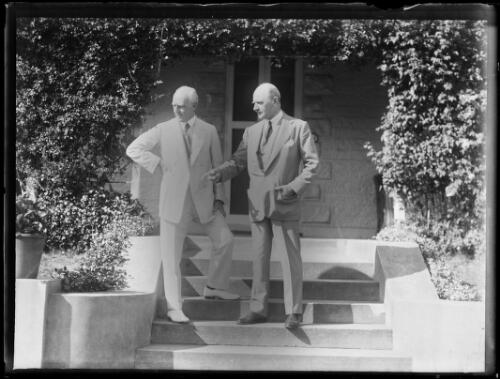 Lord Edmund Allenby in conversation with the State Governor Dudley de Chair [?] standing on stairs, New South Wales, ca. 1920s, 1 [picture]