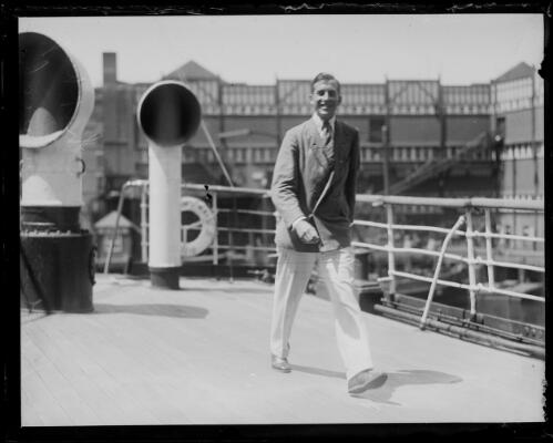 Lord Dunwich strolling around the deck of a ship, New South Wales, ca.1920 [picture]