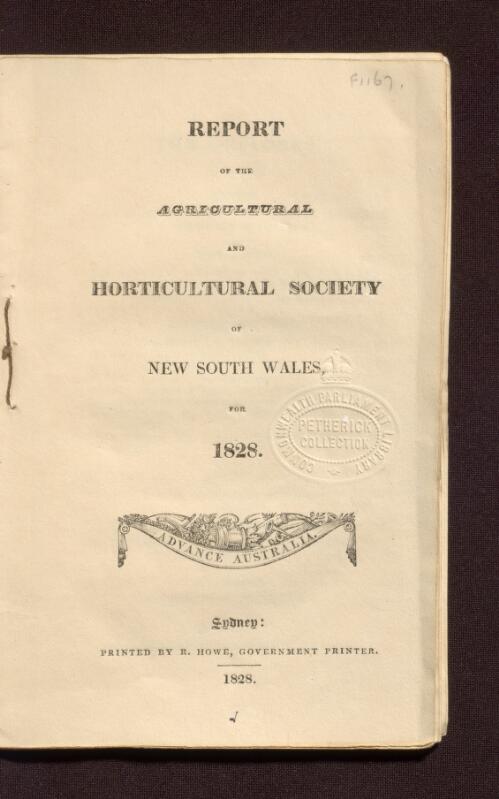 Report of the Agricultural and Horticultural Society of New South Wales