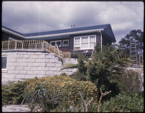 [House with stone terrace, Bright, Victoria?] [transparency] / [Frank Hurley]