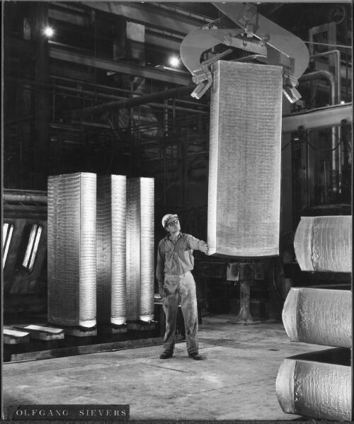 Aluminium ingots production, Alcoa, Point Henry near Geelong, Victoria, 1964 [picture] / Wolfgang Sievers