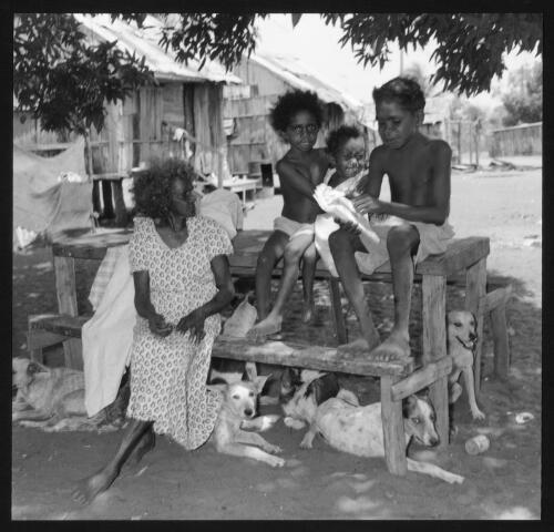 Aboriginal family at the most offensive Methodist mission station at Weipa, North Queensland, 1957 [picture] / Wolfgang Sievers
