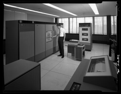 The computer room at the Alcoa administration building, Point Henry, Victoria, 1967, architects Bates, Smart and McCutcheon [picture] / Wolfgang Sievers