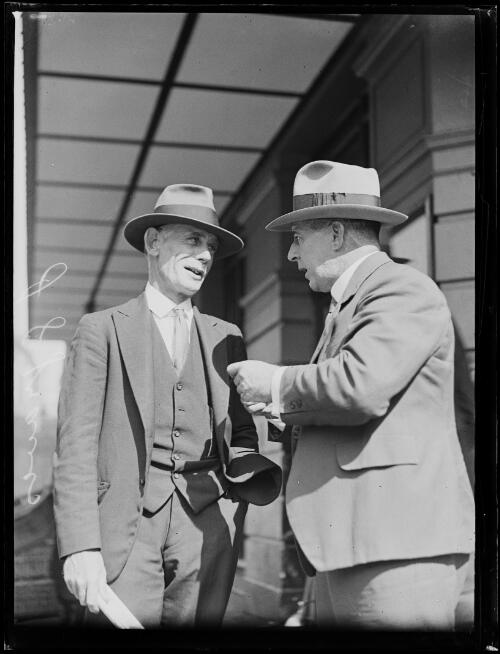 President of the Australian Labour Party Mr J.J. Graves with an unidentified man at the Australian Labour Party conference, New South Wales, 22 January 1930 [picture]