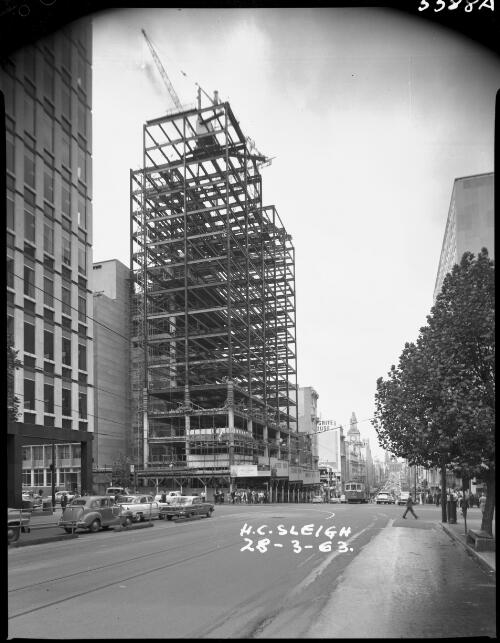 Sleigh Building, corner of Bourke and Queen Streets, Melbourne, 1963 [1] [picture] / Wolfgang Sievers