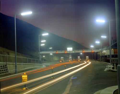 Toll booths at the Heathcote side of the Christchurch-Lyttelton road tunnel entrance, ACI New Zealand, Auckland and Rotarua 1964 [2] [picture] / Wolfgang Sievers