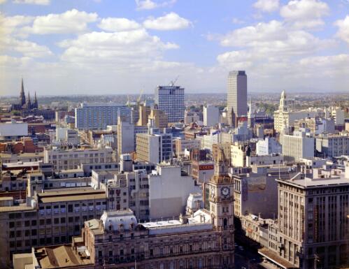 Melbourne from Huston House looking east, 1966 [picture] / Wolfgang Sievers