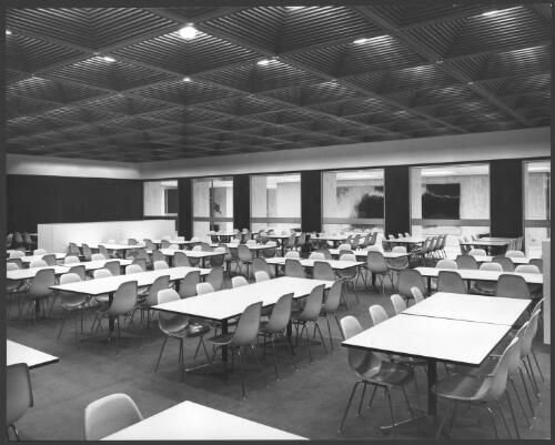Cafeteria at AMP, St. James, Melbourne, architects Bates, Smart and McCutcheon, 1970 [picture] / Wolfgang Sievers