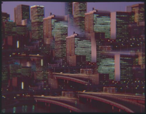 Melbourne at night from the CSIRO building, 1981 [transparency] / Wolfgang Sievers