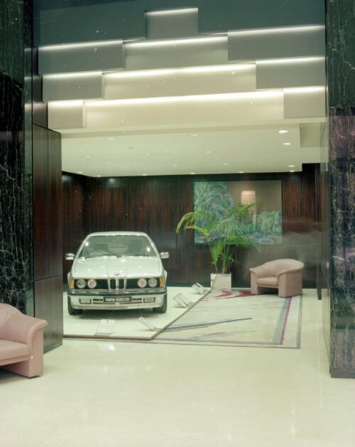 Foyer of Brixton Estate Building with BMW, Melbourne, 1986 [picture] / Wolfgang Sievers