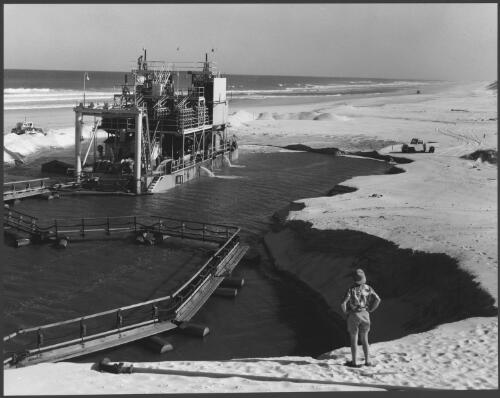 Conzinc sand dredging on Stradbroke Island, Qld, 1957 [picture] / Wolfgang Sievers
