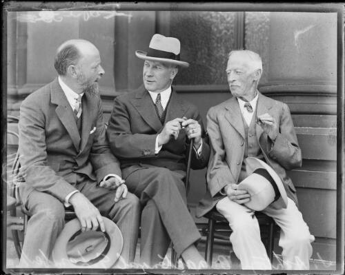 Artists George Lambert, Sir Bertram MacKennal and Julian Ashton at a Civic Reception for Sir Bertram MacKennal, Sydney, 2 March 1926 [picture]