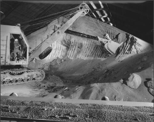 [Bulldozer moving phosphate at] Geelong phosphate, Geelong, Victoria, 1969 [picture] / Wolfgang Sievers