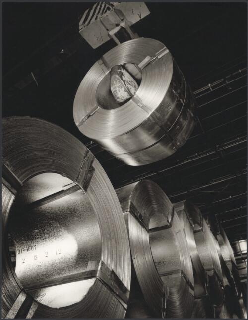 [A completed roll of sheet metal is getting relocated at] John Lysaght's Works at Port Kembla, New South Wales, 1965 [picture] / Wolfgang Sievers