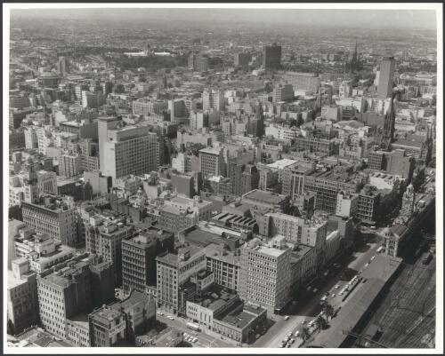 [Aerial view of] Melbourne from Flinders Street Station, Victoria, 1964 [picture] / Wolfgang Sievers