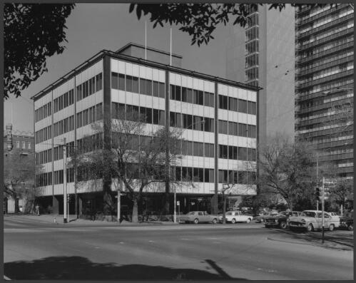 Felt and Textile building, ICI building on right, corner Nicholson and Victoria Street, East Melbourne, Victoria, 1973 [picture] / Wolfgang Sievers