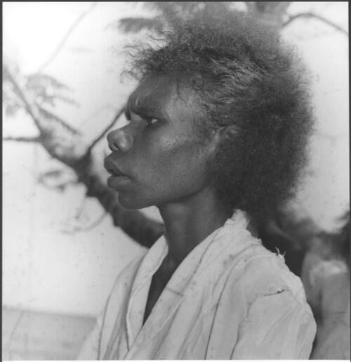 Portrait of an Aboriginal woman at the Methodist Mission Station, Weipa, Cape York, Queensland, 1957, 1 [picture] / Wolfgang Sievers