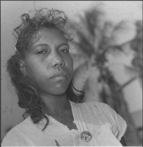 Aboriginal woman at the Methodist Mission Station, Weipa, Cape York, Queensland, 1957 [1] [picture] / Wolfgang Sievers