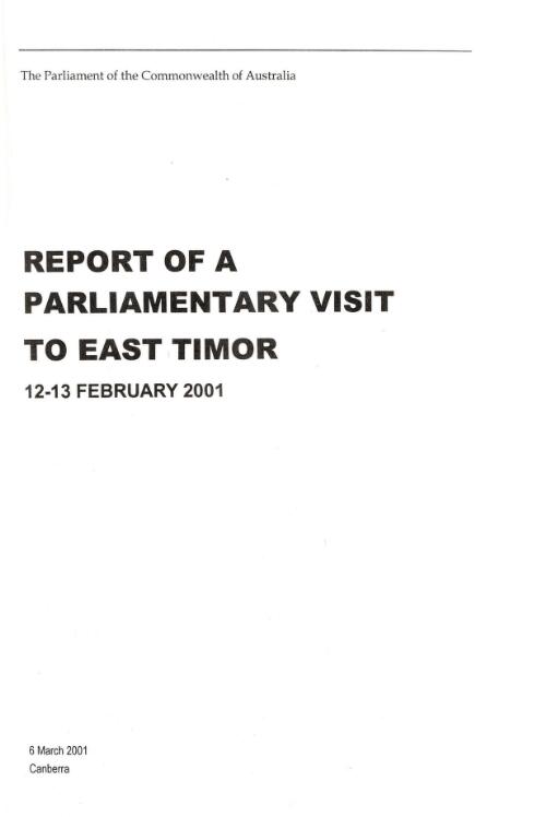 Report of a Parliamentary visit to East Timor, 12-13 February 2001