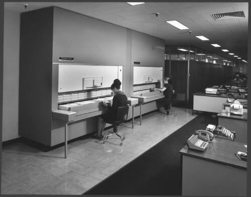 [Employees filing cards at] Remington Rand, South Melbourne, [Victoria], 1968 [picture] / Wolfgang Sievers