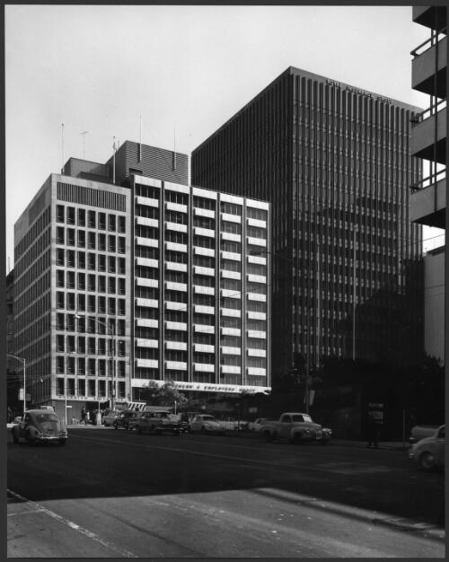 Royal Insurance Group building, Collins Street, Melbourne, [Victoria], on left Williams Street corner, 1967 [picture] / Wolfgang Sievers