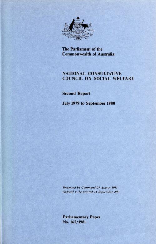 Second report, July 1979 to September 1980 / National Consultative Council on Social Welfare