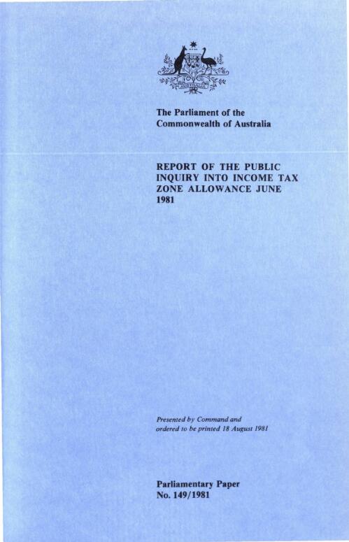 Report of the Public Inquiry into Income Tax Zone Allowance[s], June 1981