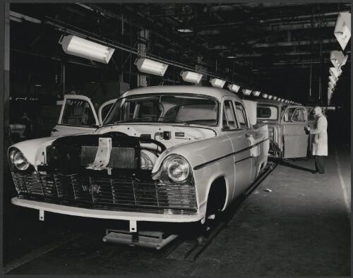 Chrysler car assembly line, Adelaide, South Australia, 1958, 1 [picture] / Wolfgang Sievers