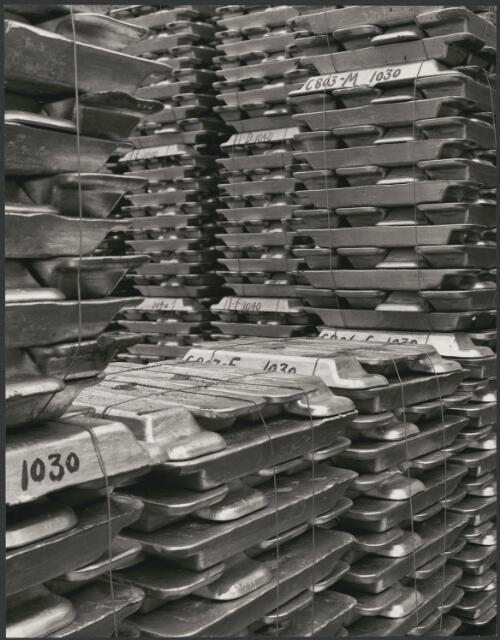 Aluminium ingots, Comalco, Bell Bay, Tasmania, 1962, 7 [picture] / Wolfgang Sievers