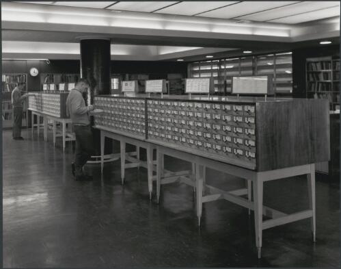 Card catalogue at Baillieu Library, University of Melbourne, Victoria, 1961, architect John Scarborough [picture] / Wolfgang Sievers