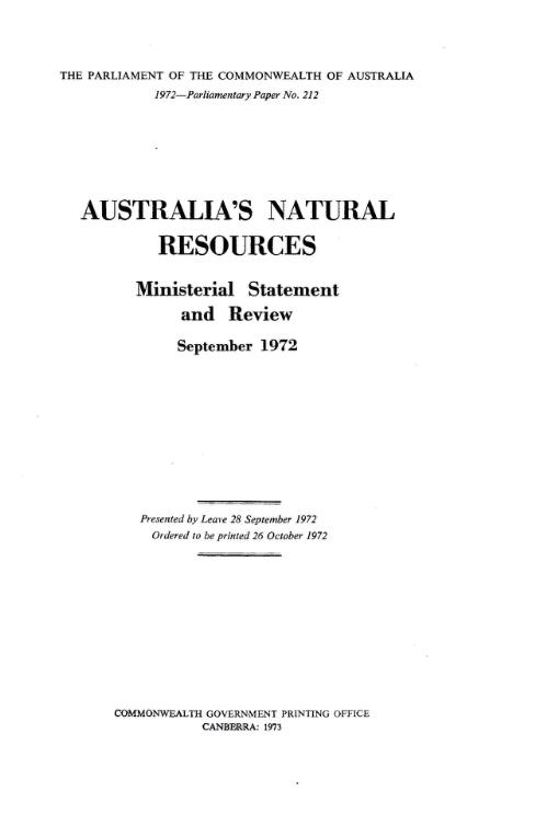 Australia's natural resources : ministerial statement and review