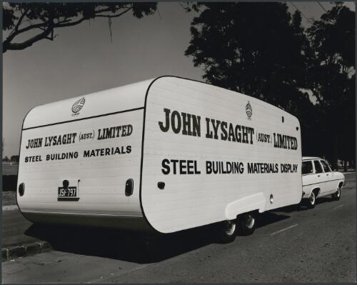 John Lysaght display caravan being towed 1967, 2 [picture] / Wolfgang Sievers