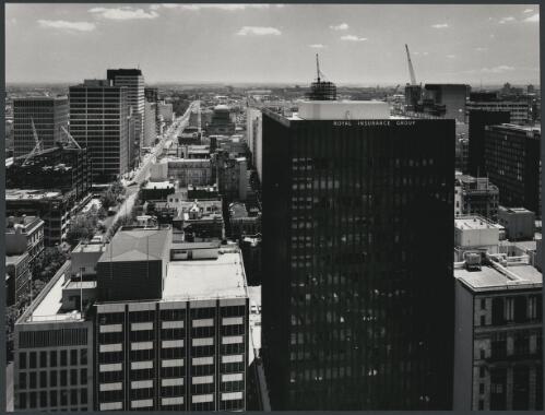 Bourke Street looking east with the Royal Insurance Group building in the foreground, Melbourne, 1967 [picture] / Wolfgang Sievers