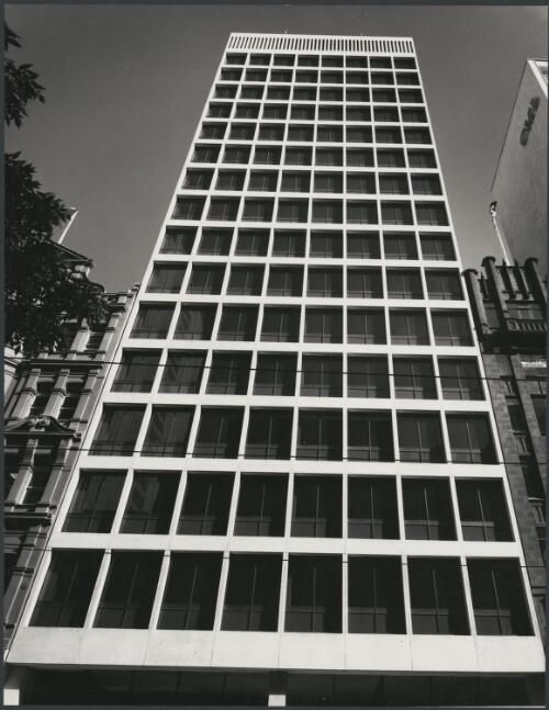 Frontal view of building at 350 Collins Street, Melbourne, Victoria, 1968, 2 [picture] / Wolfgang Sievers