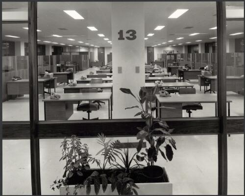 Office interior, T.A.A. building, Melbourne, Victoria, 1966, architects Norris Marcus and Alison [picture] / Wolfgang Sievers