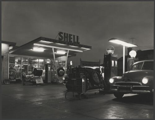 Ondina Shell Auto Port at night, Melbourne, Victoria, 1957, 2 [picture] / Wolfgang Sievers