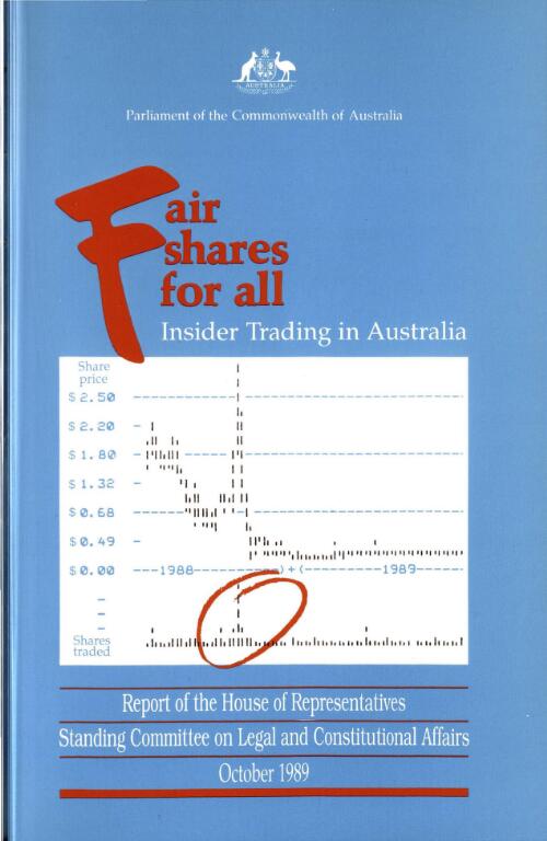 Fair shares for all : insider trading in Australia / House of Representatives, Standing Committee on Legal and Constitutional Affairs