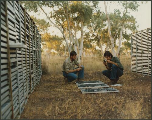Shell geologists examining core samples in the Mt Isa area, Queensland, 1979, 3 [picture] / Wolfgang Sievers
