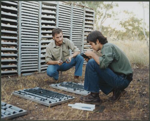 Shell geologists examining core samples in the Mt Isa area, Queensland, 1979, 4 [picture] / Wolfgang Sievers