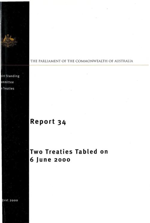 Two treaties tabled on 6 June 2000 / Joint Standing Committee on Treaties
