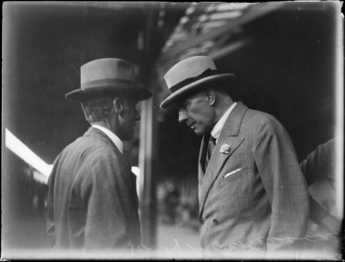 Sculptor Sir Edgar Bertram MacKennal and another man, New South Wales, ca. 1926, 2 [picture]