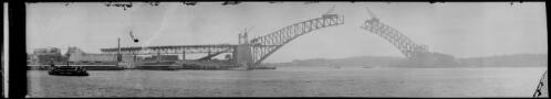 Panorama of Sydney Harbour Bridge under contruction, Sydney, 1930, 1 [picture] / EB Studios
