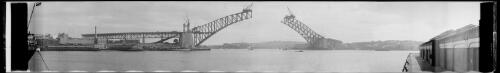 Panorama of Sydney Harbour Bridge under contruction, Sydney, 1930, 2 [picture] / EB Studios